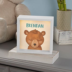 Woodland Bear Personalized Ivory LED Light Shadow Box- 6x 6 - 21188-I-6x6