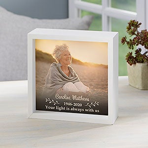 Photo Memorial Personalized Ivory LED Shadow Box- 6x 6 - 21191-I-6x6