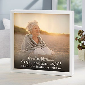 Photo Memorial Personalized Ivory LED Shadow Box- 10x10 - 21191-I-10x10