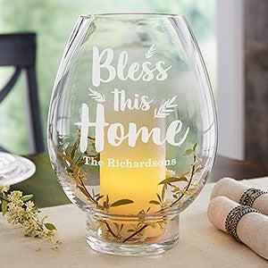 Bless This Home Engraved Hurricane Candle Holder - 21193