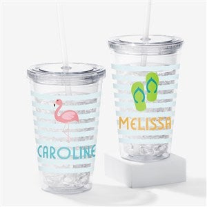Beach Fun Personalized 17 oz. Acrylic Insulated Tumbler - 21213