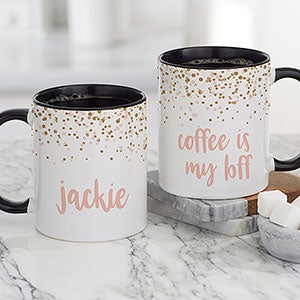 Sparkling Name Personalized Black Coffee Mug - 21248-B