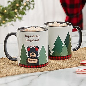 Holiday Bear Family Personalized Coffee Mug 11 oz.- Black - 21263-B