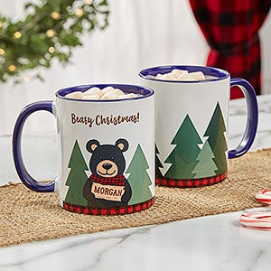 Holiday Bear Personalized Blue Christmas Mug - 21263-BL