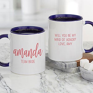 Scripty Style Bridesmaid Personalized Coffee Mug 11 oz.- Blue - 21271-BL