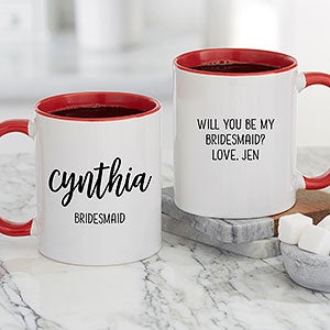 Scripty Style Bridesmaid Personalized Coffee Mug 11 oz.- Red - 21271-R