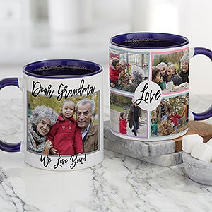 Love Photo Collage Personalized Blue Coffee Mug For Her - 21278-BL