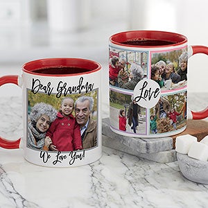 Love Photo Collage Personalized Coffee Mug For Her 11 oz.- Red - 21278-R