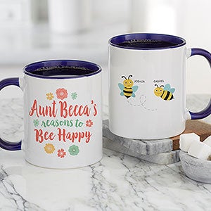 Bee Happy Personalized Blue Coffee Mug - 21284-BL