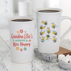 Bee Happy Personalized Latte Mug - 21284-U