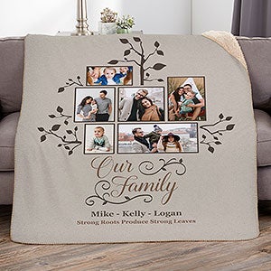 Photo Family Tree Personalized 50x60 Sherpa Blanket - 21288-S