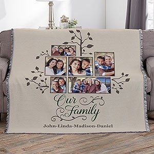 Photo Family Tree Personalized 56x60 Woven Throw - 21288-A