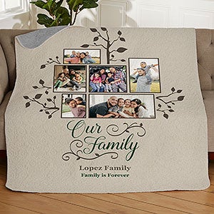 Photo Family Tree Personalized 50x60 Quilted Blanket - 21288-Q