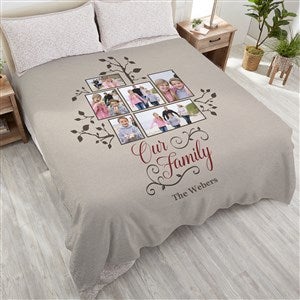 Photo Family Tree Personalized 90x90 Plush Queen Fleece Blanket - 21288-QU