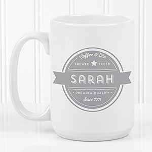 Coffee House Personalized Coffee Mug 15 oz.- White - 21292-L