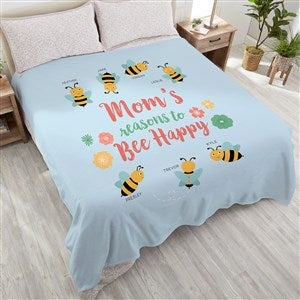 Bee Happy Personalized 90x90 Plush Queen Fleece Blanket - 21302-QU