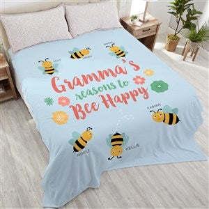 Bee Happy Personalized 90x108 Plush King Fleece Blanket - 21302-K