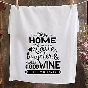 Home Runs On Wine Personalized Bar Towel - 21367-Q2