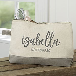 Scripty Name Grey Makeup Bag