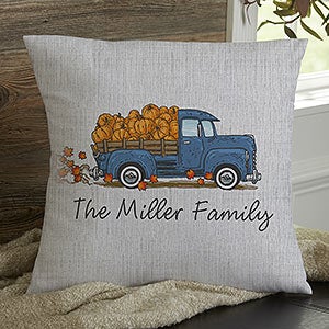 Classic Fall Vintage Truck Personalized Large Throw Pillow - 21438-L