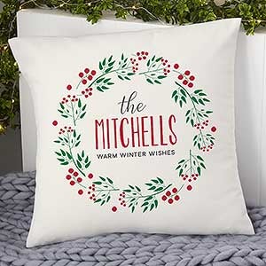Holiday Wreath Personalized Large Christmas Pillow - 21439-L