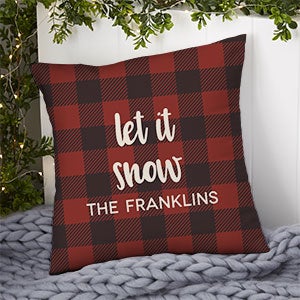 Cozy Cabin Personalized 14-inch Velvet Buffalo Check Pillow - 21440-SV