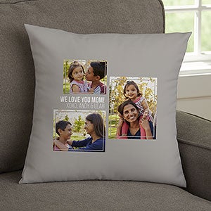 For Her 3 Photo Collage Personalized 14 Velvet Throw Pillow - 21454-SV