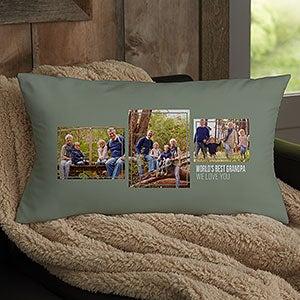 For Him 3 Photo Collage Personalized Lumbar Throw Pillow - 21460-LB