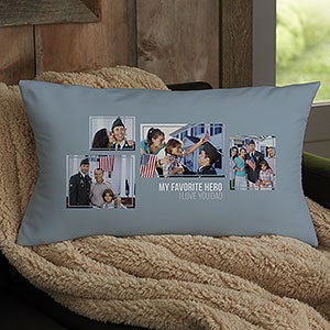 For Him 4 Photo Collage Personalized Lumbar Velvet Throw Pillow - 21461-LBV