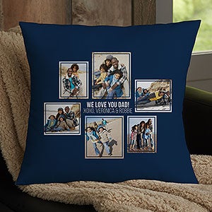 Mens 6 Photo Collage Personalized Large Throw Pillow - 21463-L