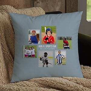 Mens 6 Photo Collage Personalized Small Throw Pillow - 21463-S