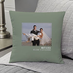 Wedding Photo Personalized 14-inch Velvet Throw Pillow - 21464-SV