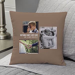 3 Photo Wedding Collage Personalized 14-inch Velvet Pillow - 21466-SV