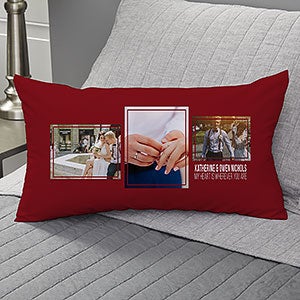 3 Photo Wedding Collage Personalized Lumbar Velvet Pillow - 21466-LBV