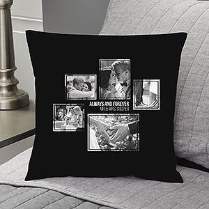 Wedding 5 Photo Collage Personalized 14-inch Velvet Pillow - 21468-SV