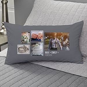 Wedding 5 Photo Collage Personalized Lumbar Velvet Pillow - 21468-LBV