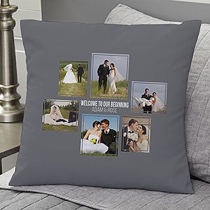 Wedding 6 Photo Collage Personalized 18-inch Velvet Pillow - 21469-LV