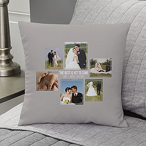Wedding 6 Photo Collage Personalized 14-inch Velvet Pillow - 21469-SV