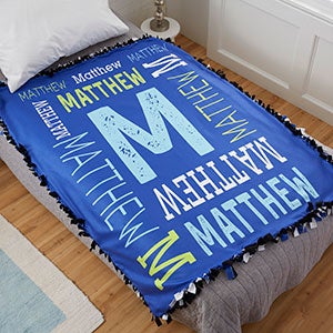 Repeating Boy Name Personalized Fleece Tie Blanket - 21475