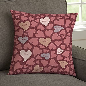 Loving Hearts Personalized 14-inch Velvet Throw Pillow - 21484-SV