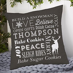 Holiday Traditions Personalized 14-inch Velvet Throw Pillow - 21494-SV