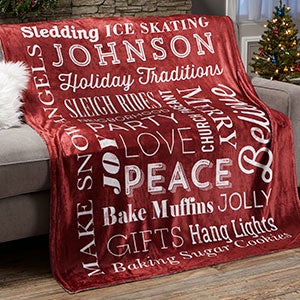 Holiday Traditions Personalized 50x60 Fleece Blanket - 21495-F