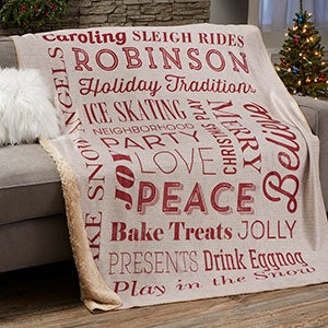 Holiday Traditions Personalized 50x60 Sherpa Blanket - 21495-S
