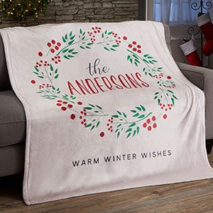 Christmas Wreath Personalized 50x60 Fleece Blanket - 21531-F