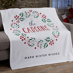 Christmas Wreath Personalized 50x60 Sweatshirt Blanket - 21531-SW