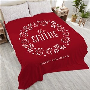 Christmas Wreath Personalized 90x108 Plush King Fleece Blanket - 21531-K