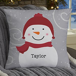 Snowman Family Personalized 18-inch Velvet Throw Pillow - 21535-LV