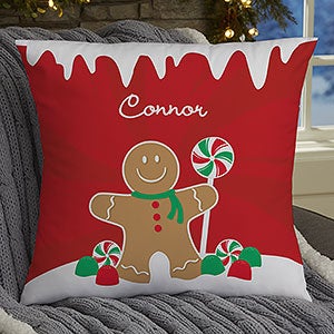 Gingerbread Family Personalized Large Throw Pillow - 21536-L