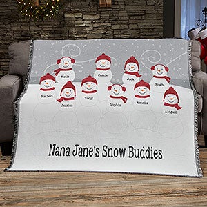 Snowman Family Personalized Woven Throw - 21537-A