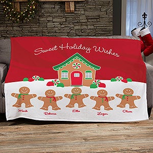 Gingerbread Family Personalized 50x60 Lightweight Fleece Blanket - 21538-LF